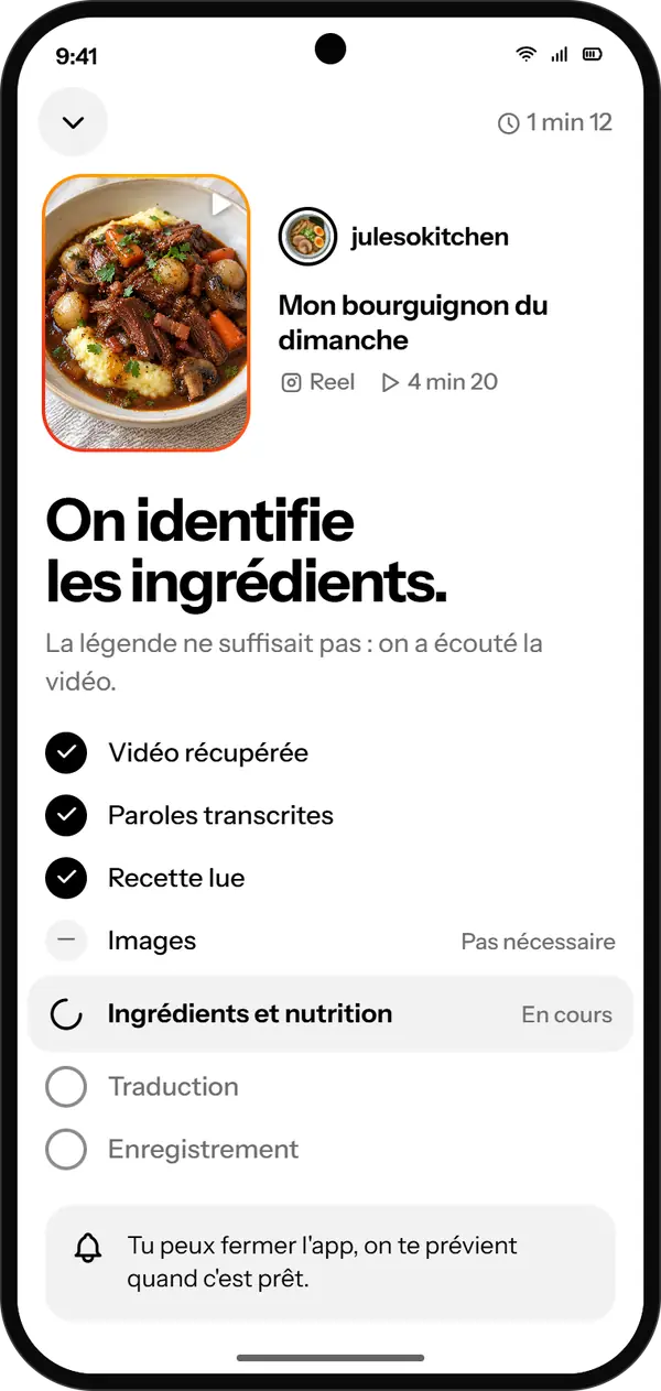 A reel being imported: Merryl finds the ingredients.